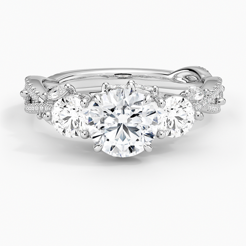 1 CT Round Lab Grown Diamond Garden Three Stone Ring