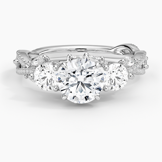 1 CT Round Lab Grown Diamond Garden Three Stone Ring