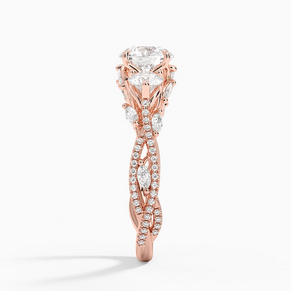 1 CT Round Lab Grown Diamond Garden Three Stone Ring