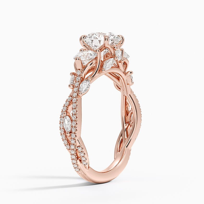 1 CT Round Lab Grown Diamond Garden Three Stone Ring