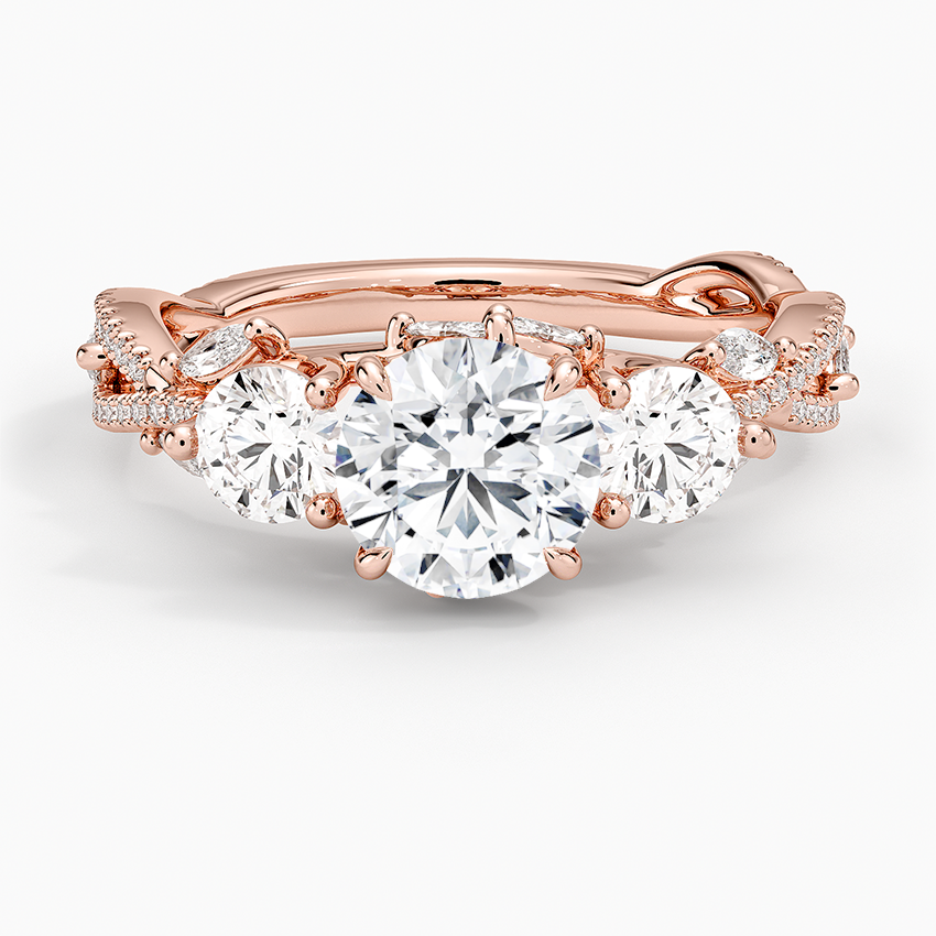 1 CT Round Lab Grown Diamond Garden Three Stone Ring