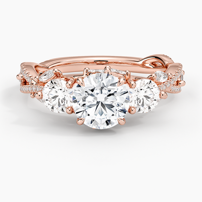 1 CT Round Lab Grown Diamond Garden Three Stone Ring