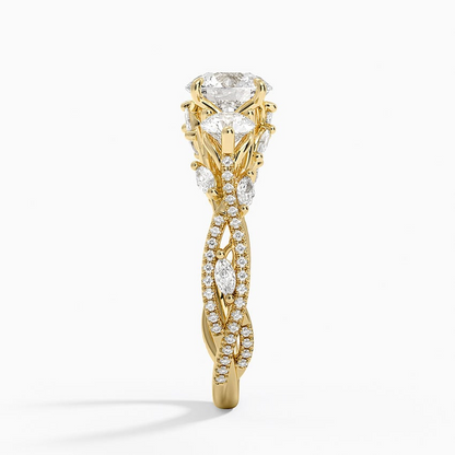 1 CT Round Lab Grown Diamond Garden Three Stone Ring