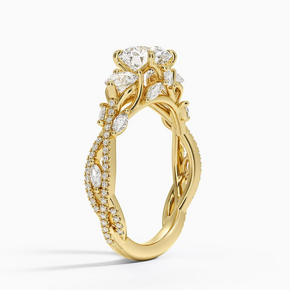 1 CT Round Lab Grown Diamond Garden Three Stone Ring