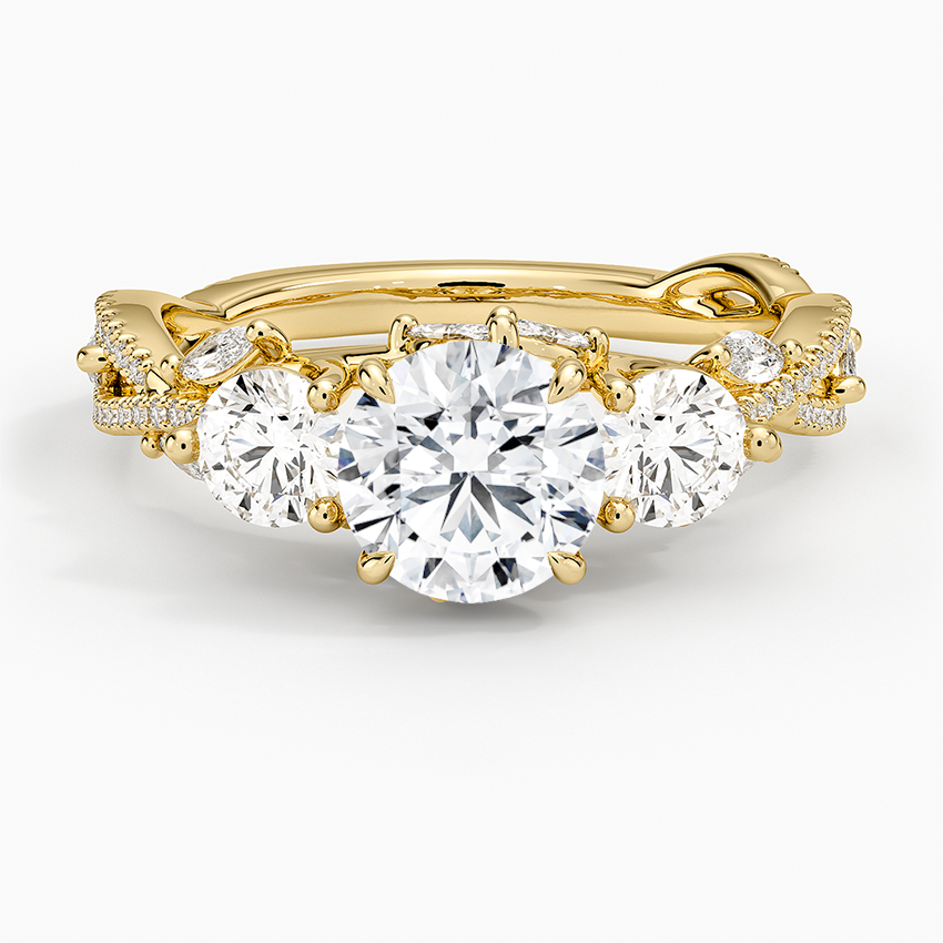 1 CT Round Lab Grown Diamond Garden Three Stone Ring