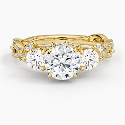 1 CT Round Lab Grown Diamond Garden Three Stone Ring