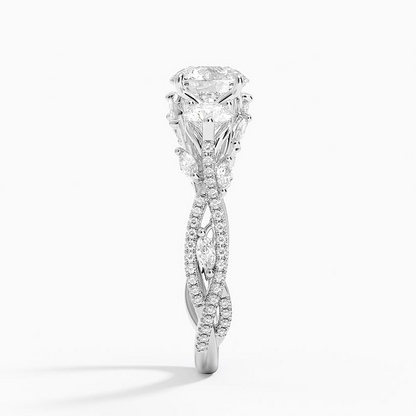 1 CT Round Lab Grown Diamond Garden Three Stone Ring