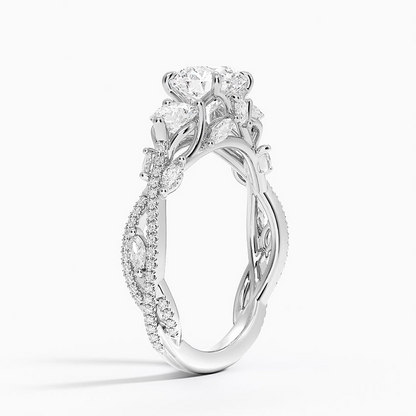 1 CT Round Lab Grown Diamond Garden Three Stone Ring