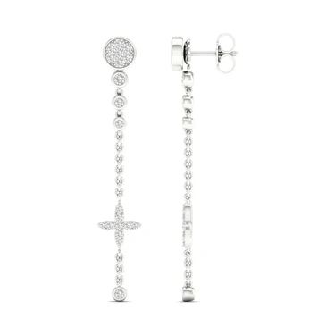 0.48 CTW Lab Grown Diamond Modern Pavé Cross Drop Earrings