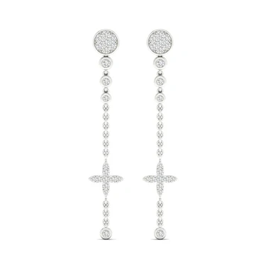0.48 CTW Lab Grown Diamond Modern Pavé Cross Drop Earrings