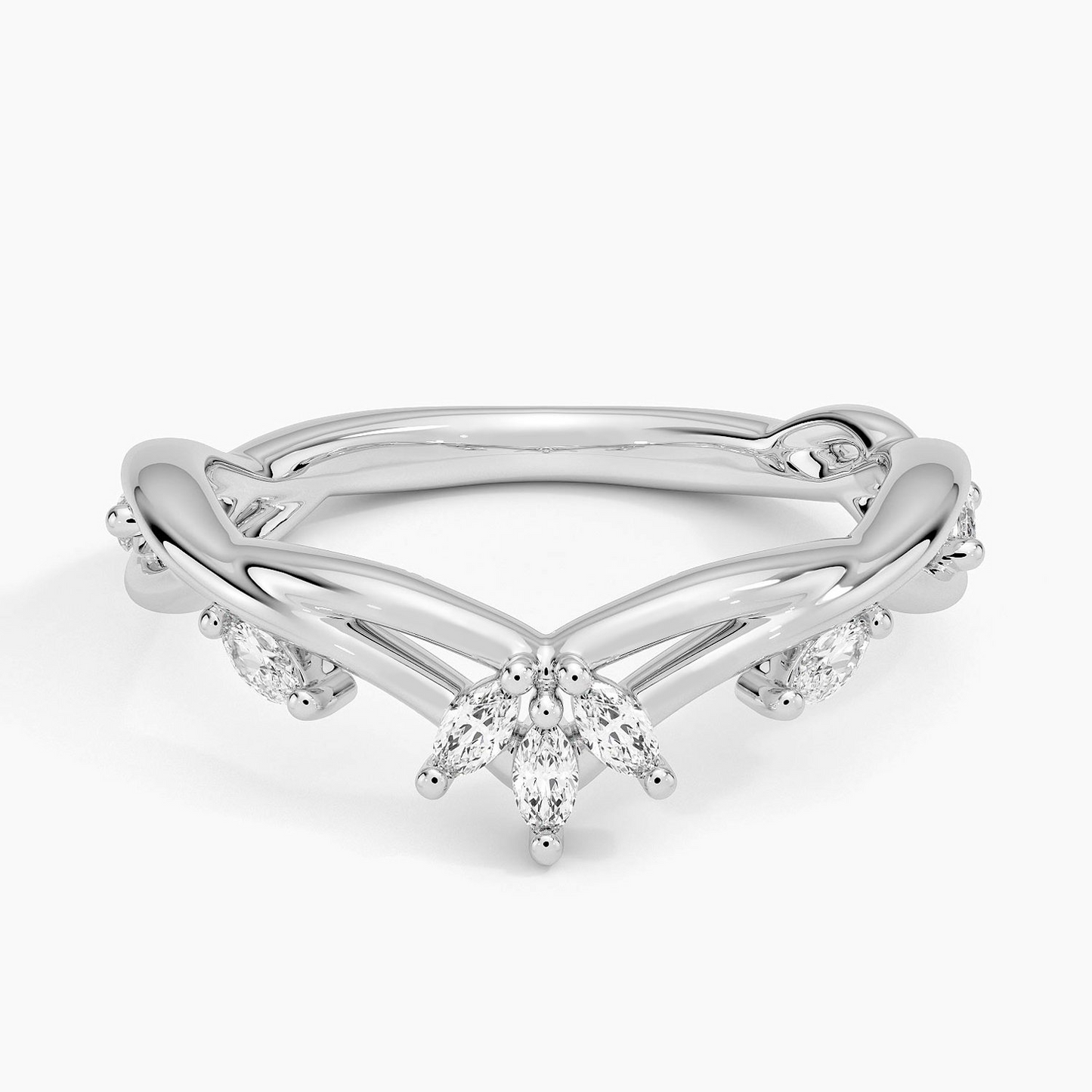 0.23CTW Marquise Cut Lab Grown Diamond Yellow Gold Wedding Band