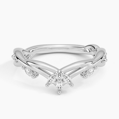 0.23CTW Marquise Cut Lab Grown Diamond Yellow Gold Wedding Band