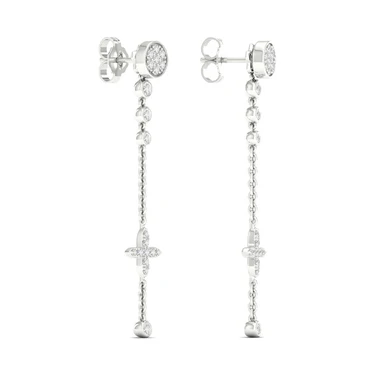 0.48 CTW Lab Grown Diamond Modern Pavé Cross Drop Earrings