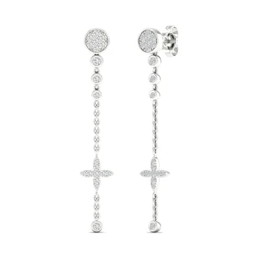 0.48 CTW Lab Grown Diamond Modern Pavé Cross Drop Earrings