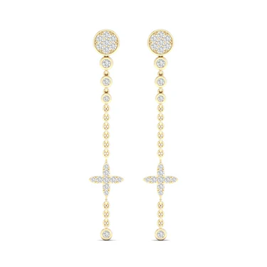 0.48 CTW Lab Grown Diamond Modern Pavé Cross Drop Earrings