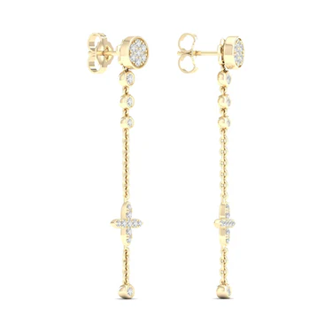 0.48 CTW Lab Grown Diamond Modern Pavé Cross Drop Earrings