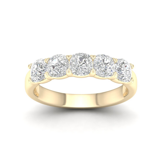 2 CTW Five Five Stone Cushion Lab Grown Diamond Anniversary Band