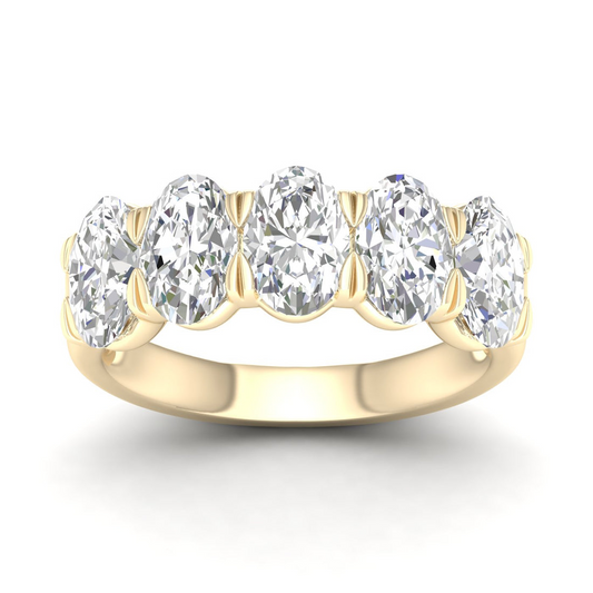 3 CTW Oval Five Stone Lab Grown Diamond Anniversary Band
