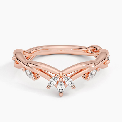 0.23CTW Marquise Cut Lab Grown Diamond Yellow Gold Wedding Band