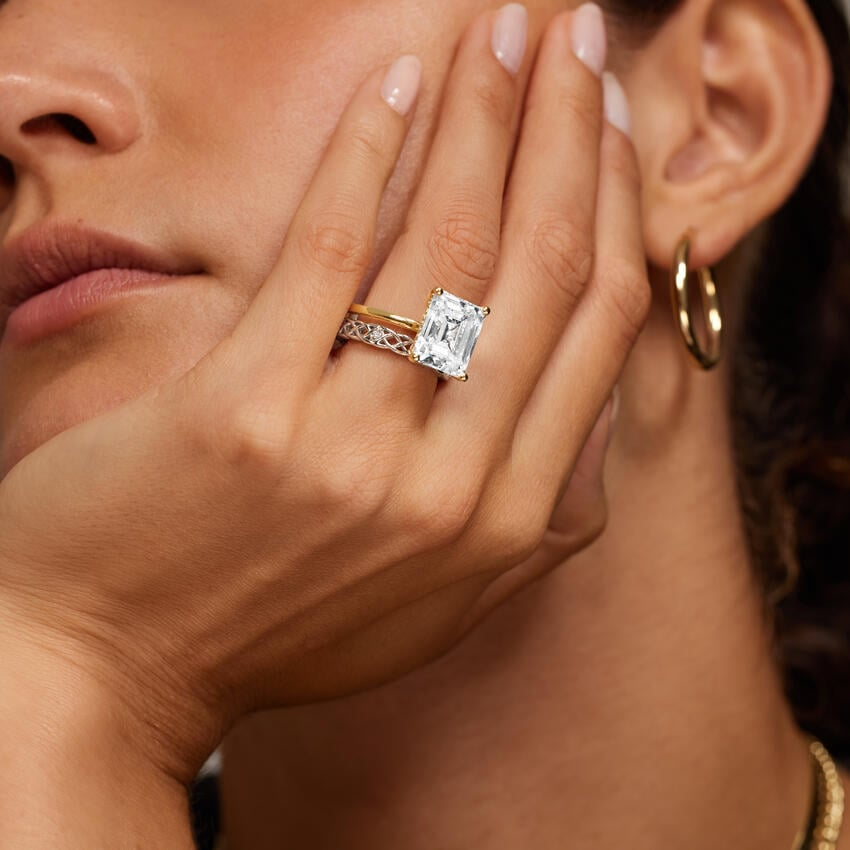 White Gold Round Cut Lab Grown Diamond Celtic Knot Wedding Band