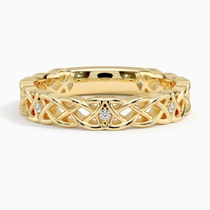 White Gold Round Cut Lab Grown Diamond Celtic Knot Wedding Band