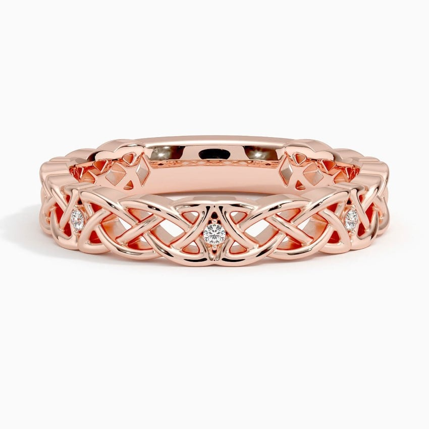 White Gold Round Cut Lab Grown Diamond Celtic Knot Wedding Band