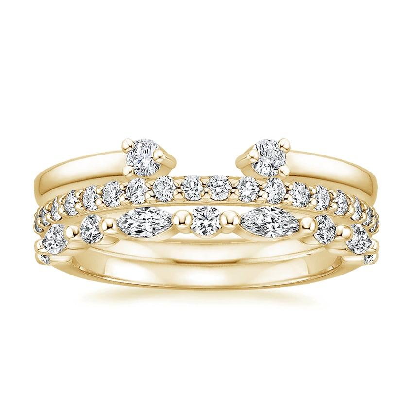 Round and Marquise Lab Grown Diamonds Three Stacking Wedding Bands