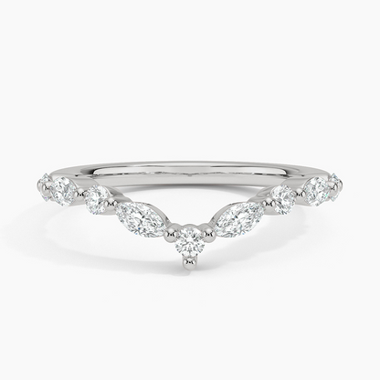 18k Gold Curved Lab Grown Diamond Alternative Wedding Band