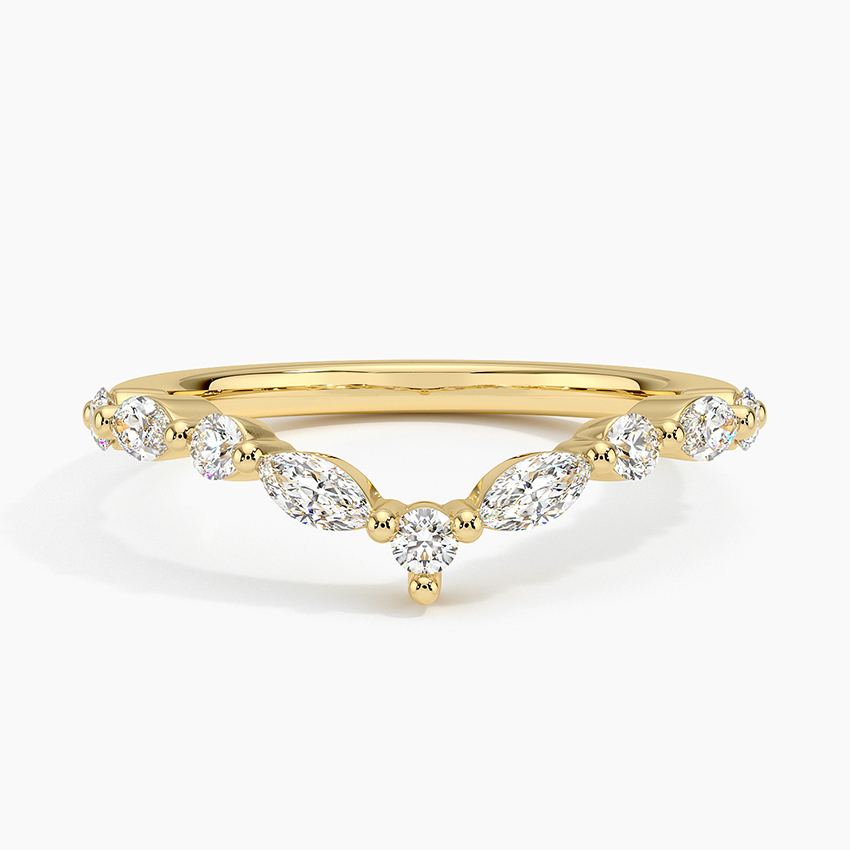 18k Gold Curved Lab Grown Diamond Alternative Wedding Band