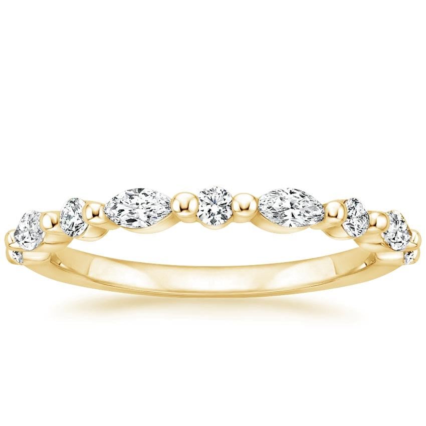 Round and Marquise Lab Grown Diamonds Three Stacking Wedding Bands