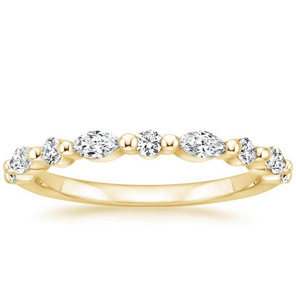 Round and Marquise Lab Grown Diamonds Three Stacking Wedding Bands