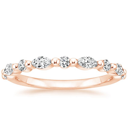 Round and Marquise Lab Grown Diamonds Three Stacking Wedding Bands