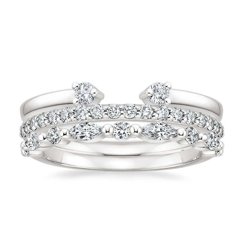 Round and Marquise Lab Grown Diamonds Three Stacking Wedding Bands