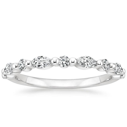 Round and Marquise Lab Grown Diamonds Three Stacking Wedding Bands