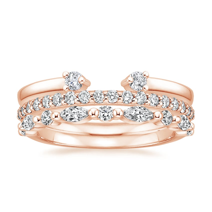 Round and Marquise Lab Grown Diamonds Three Stacking Wedding Bands