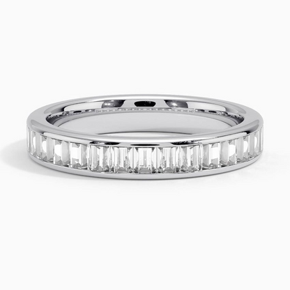 Channel Set Baguette Lab Grown Diamond White Gold Wedding Band