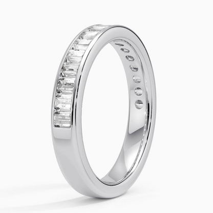 Channel Set Baguette Lab Grown Diamond White Gold Wedding Band