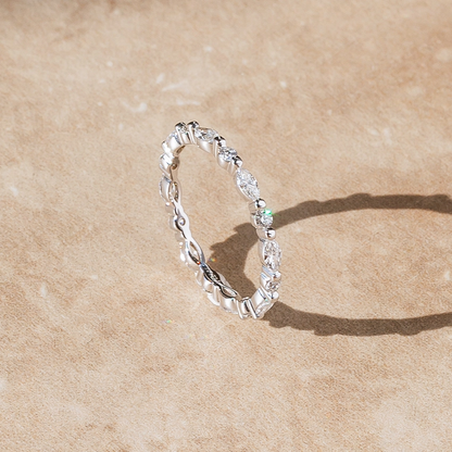 Round And Marquise Lab Grown Diamond White Gold Wedding Band