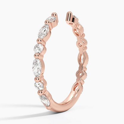 14k Gold Lab Grown Diamond Alternative Open Cuff Wedding Band