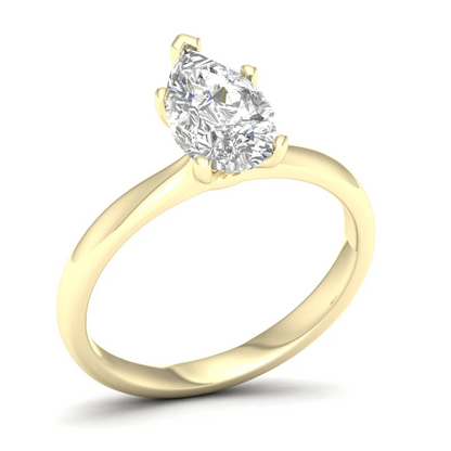 1.50 CTE Pear Cut Lab Grown Diamond Solitaire Ring
