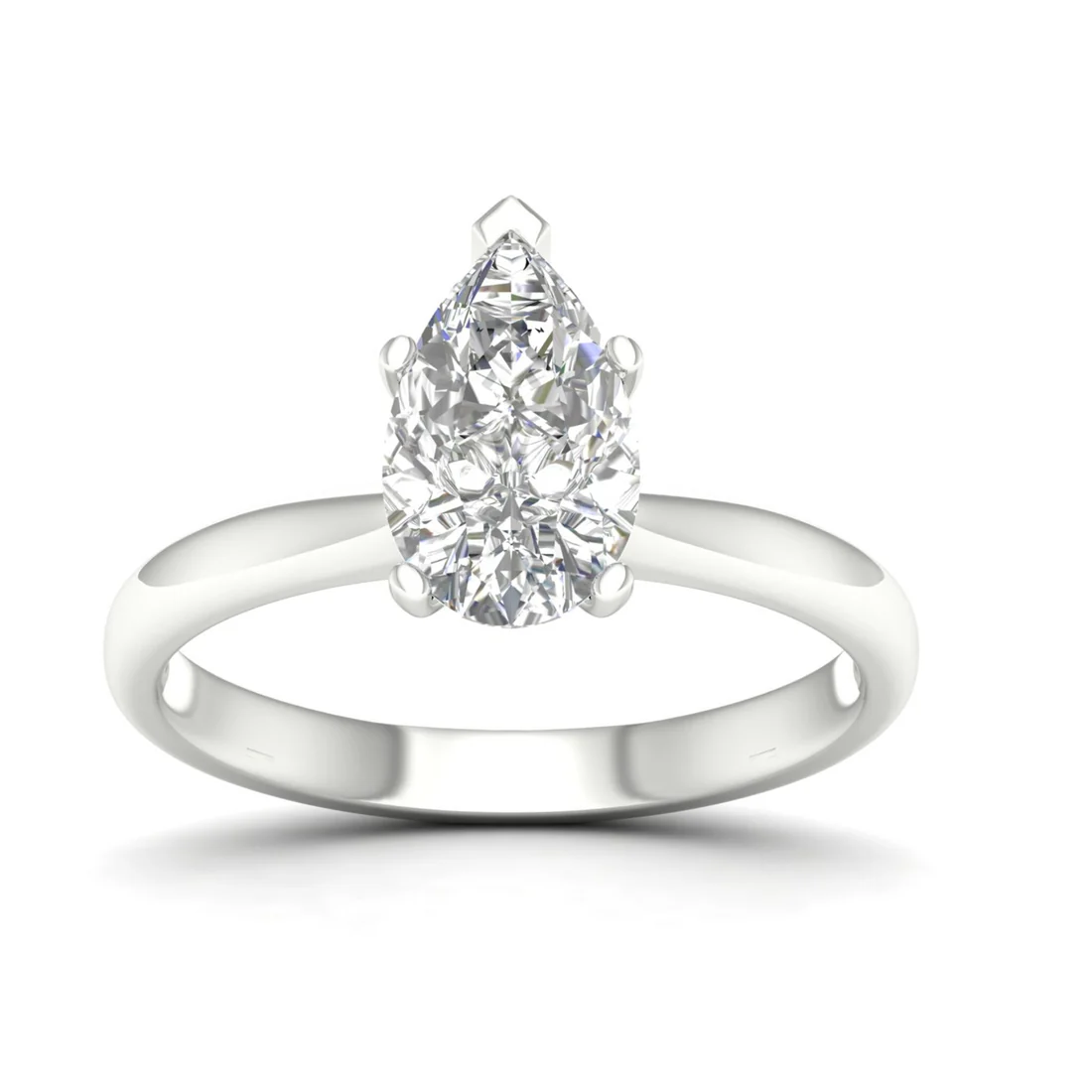 1.50 CTE Pear Cut Lab Grown Diamond Solitaire Ring
