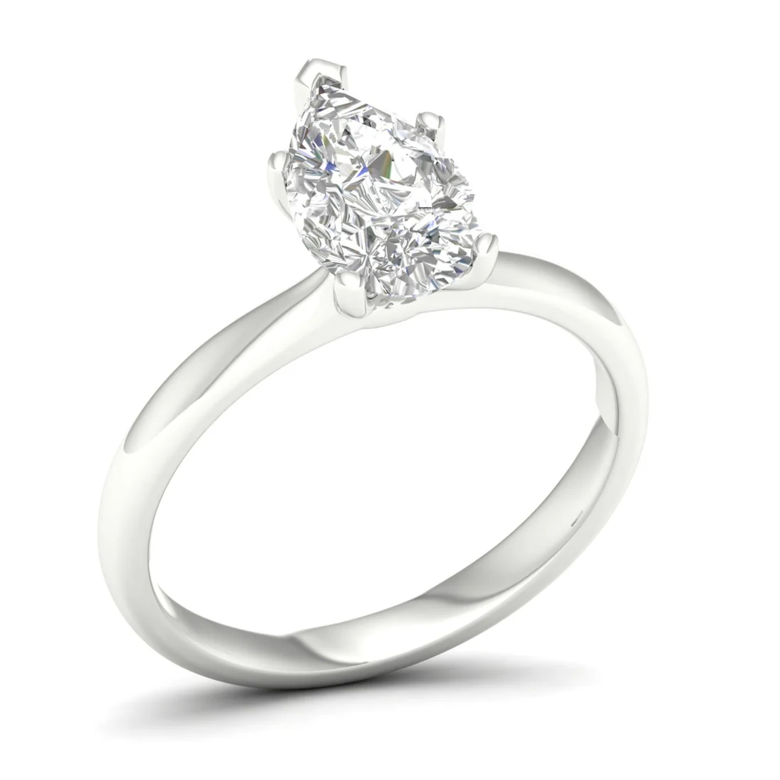 1.50 CTE Pear Cut Lab Grown Diamond Solitaire Ring