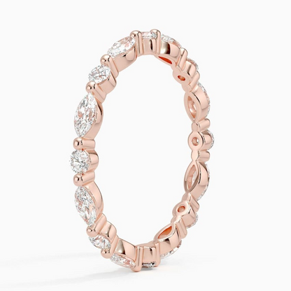 Round And Marquise Lab Grown Diamond White Gold Wedding Band