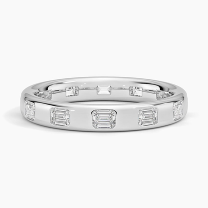 Emerald Cut Lab Grown Diamond 18K Yellow Gold Wedding Band