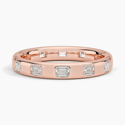 Emerald Cut Lab Grown Diamond 18K Yellow Gold Wedding Band