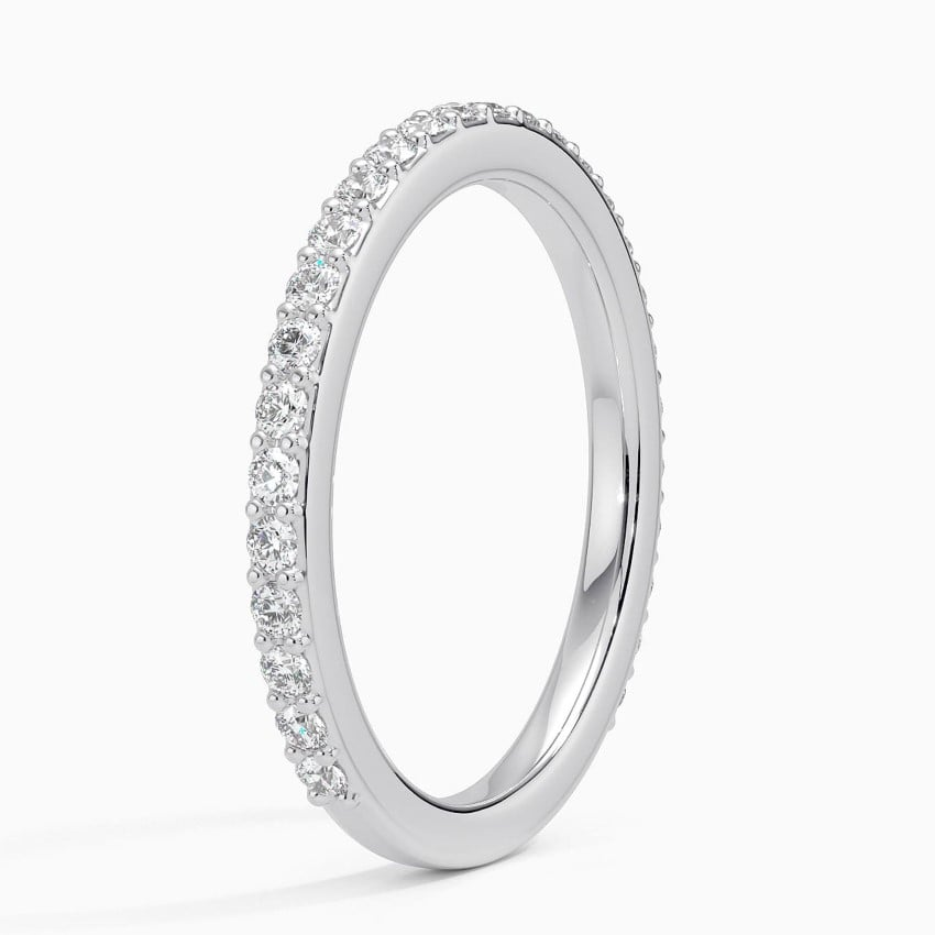 Round Lab Grown Diamond 14K White Gold Wedding Band For Women