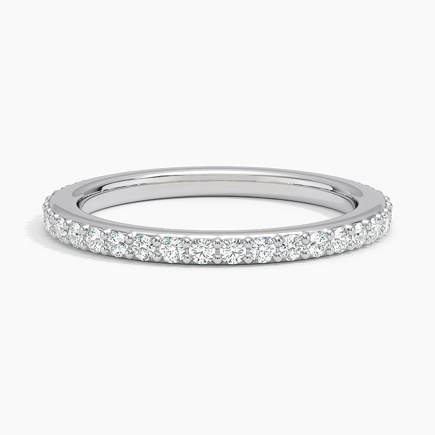 Round Lab Grown Diamond 14K White Gold Wedding Band For Women