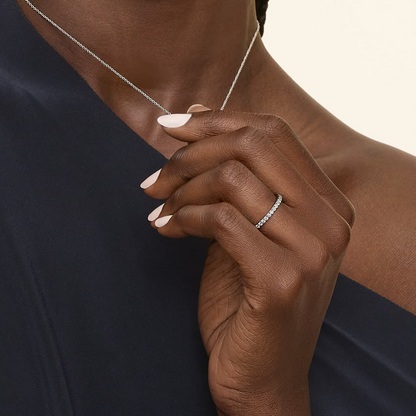 Round Lab Grown Diamond 14K White Gold Wedding Band For Women