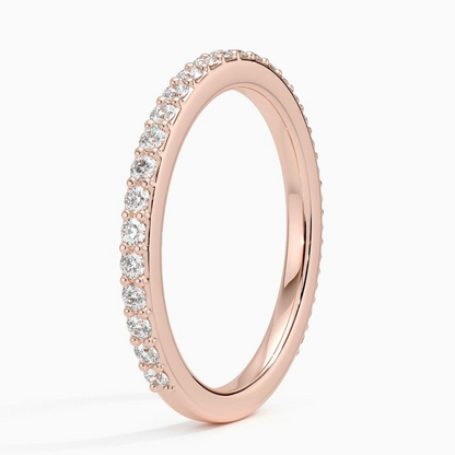 Round Lab Grown Diamond 14K White Gold Wedding Band For Women