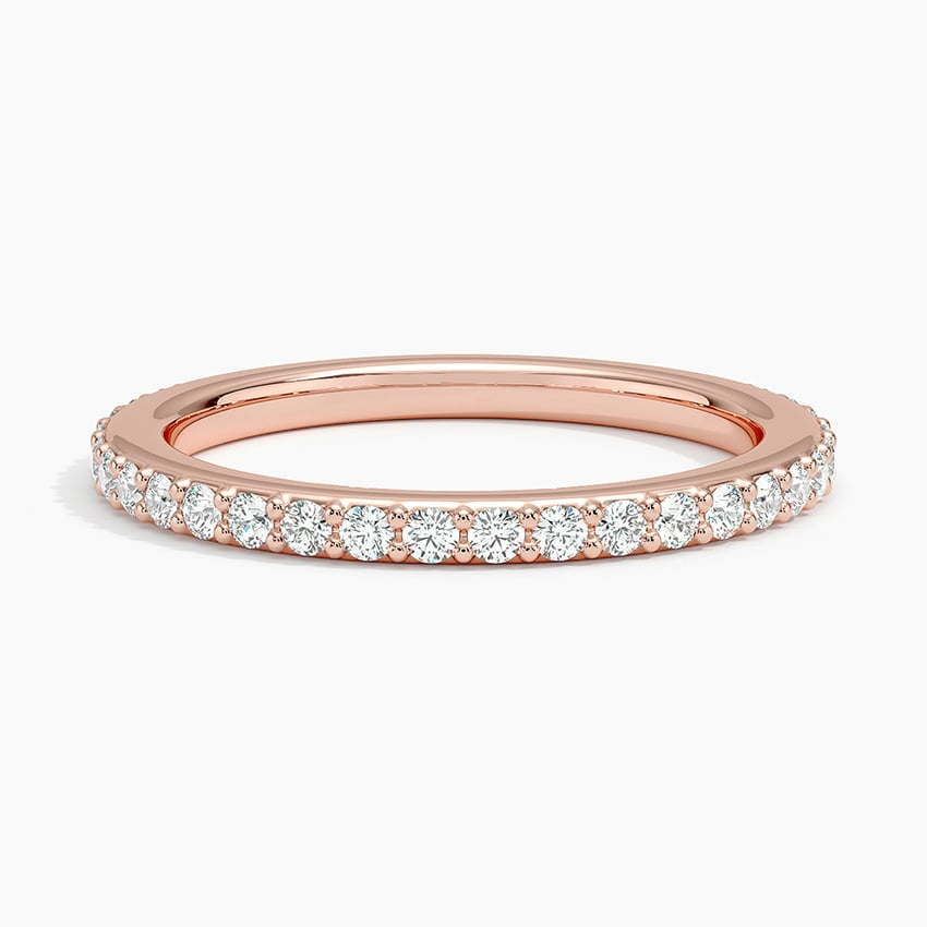 Round Lab Grown Diamond 14K White Gold Wedding Band For Women